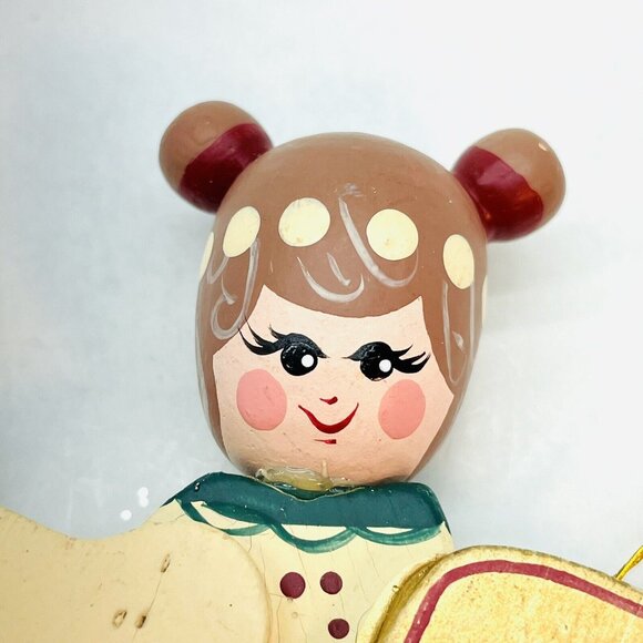 Vintage Whimsical Wooden Angel Gold Wings Handmade Christmas Old Charm Ornament - Picture 2 of 13